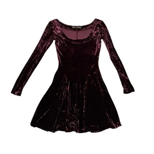 Abito donna vintage Y2K Betsey Johnson taglia S rosso velluto manica lunga scollo a scoop - Foto 1 di 6