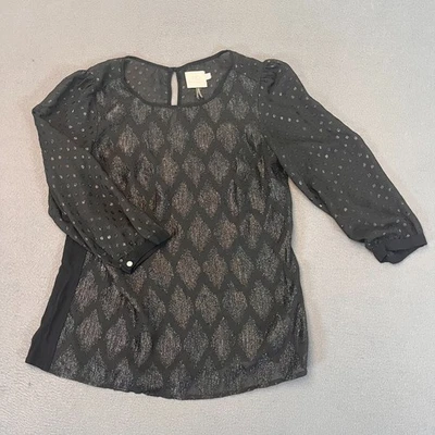 Blusa Top Anthropologie HD In Paris Para Mujer Encaje Negro Talla 08 Lunares Diamante Foto 1 de 4