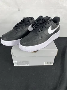 Nike Air Force 1 Black White CT2302-002 M-9.5 Pebbled Leather Pandas - Picture 1 of 6