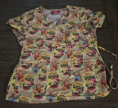 Kellogg's Officially Licensed Koi Women's Scrub Top Coco Pops Print Size M - Image 1 of 4
