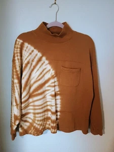 Madewell goldbraun Batik angedeuteter Rollkragenpullover weiche Baumwolle Sweatshirt L - Bild 1 von 4