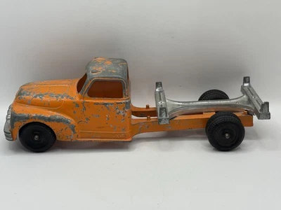 Vintage Hubley Metal Toy Truck #469 Orange Log Truck 10” - Image 1 of 4