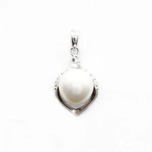 AURORA GEMS® 925 Silver Pendant 28x14.5mm with Freshwater Pearl - Picture 1 of 1
