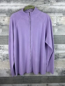 The Quacker Factory Women’s Large Light Purple Zip Up Sweater - Picture 1 of 5