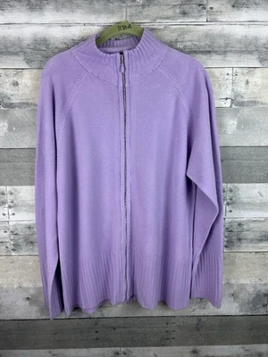The Quacker Factory Women’s Large Light Purple Zip Up Sweater - Image 1 of 4