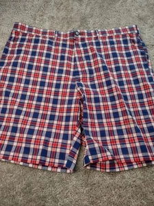 Tommy Hilfiger Shorts Mens Size 42 NWT Red Blue Plaid Casual Flat Front Chino - Picture 1 of 10