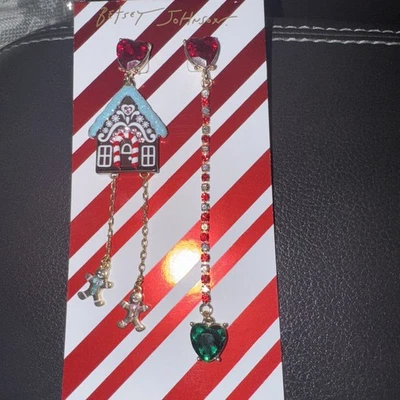¡Nuevo! Pendientes Betsey Johnson Jingle Bell Bling Pan de Jengibre Casa Niña Niño Foto 1 de 3