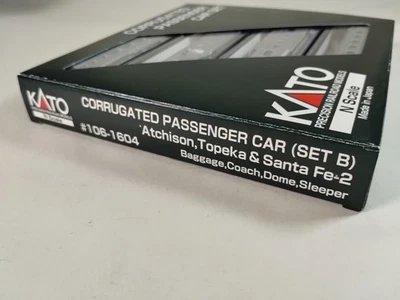 NOS KATO N Scale 106-1604 Santa Fe AT&SF Corrugated Passenger Cars - 4 Car Set B - Image 1 of 4