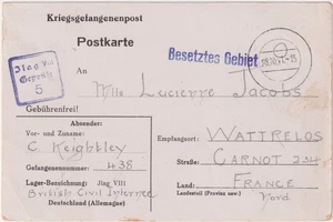 WW2 British Civilian Internee Card 'Charles Keightley' ILag VIII Tost Poland 41 - Picture 1 of 4