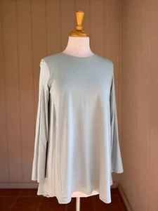 S Eileen Fisher Light Seafoam Blue Viscose Flared Stretch Long Sleeve  Tunic Top - Picture 1 of 8