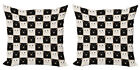 Checkers Game Pillow Covers Pack of 2 Squares with Cats