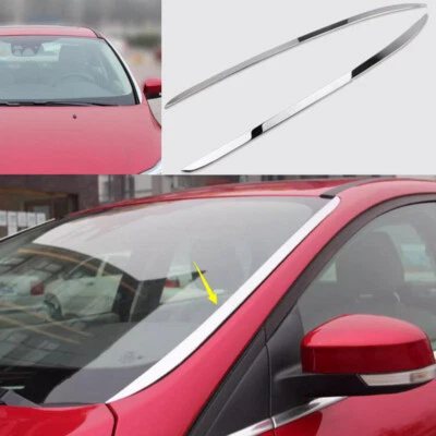 For Ford Focus 2013-2017 2018 Stainless Front Window Windshield Trim Strip Cover - Image 1 of 4