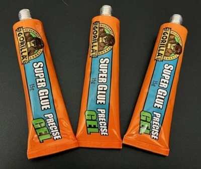 GORILLA GLUE COMPANY Set of 3 Gorilla Super Glue Precise Clear Gel 15 Grams Each Tube!