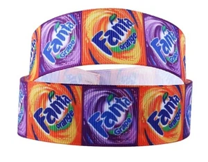 Grape and Orange Soda Themed 1" Wide Repeat Ribbon Sold in Yard Lots - Bild 1 von 1
