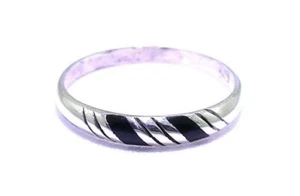 Black Onyx Inlay Gemstone Sterling Silver Ring Size 4.75 to 7.5 YOU SELECT SIZE - Picture 1 of 4