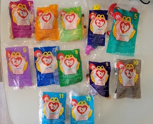McDonalds 1998 Happy Meal TY Beanie animal toys Complete Set of 12 w errors - Picture 1 of 12