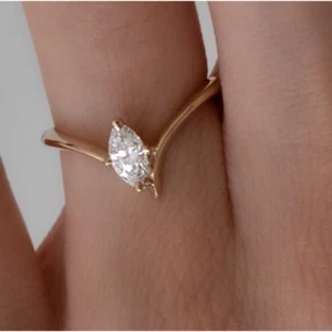 14K Gold Marquise Cut IGI Lab Grown 1.00 Ct Diamond Wedding Ring Yellow - Picture 1 of 13