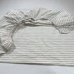 laura ashley fitted sheet full blue stripes shabby french country cotton - Picture 1 of 12