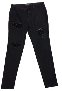 Jennifer Lopez Damen Super Skinny Used-Look Schwarz Mid Rise Größe 12 - Bild 1 von 6