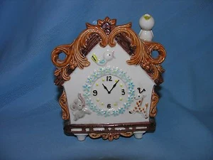 Vintage Kuckucksuhr Keramik Übertopf Behälter Ceramex del Norte Pastell - Bild 1 von 6