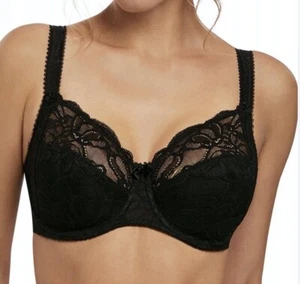 Fantasie Jacqueline Bra 30GG Black Lace Underwired Side Support Full Cup 9401 - Picture 1 of 12