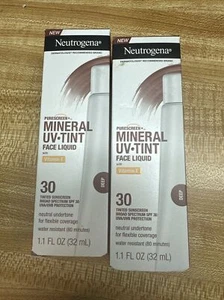 Neutrogena Purescreen+ Mineral UV Tint Face Liquid Deep SPF 30 - NEW 2 Pack Lot - Picture 1 of 2