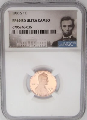 1985-S Lincoln Memorial Cent NGC PF69 RED ULTRA CAMEO Bright 1c= 2nd BEST CHOICE - Image 1 of 4