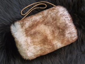 Muff aus echtem Schaffell Lammfell mit Innentasche für Handwärmer Farbe geflammt - Bild 1 von 2