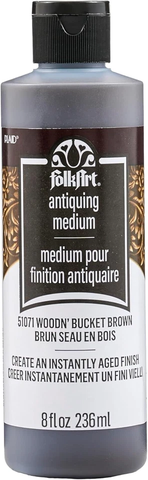 Cuadros FolkArt Antigüedades Medianas ~ Cubo Madera Marrón 51071 Foto 1 de 1