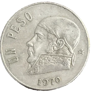 1970 MEXICO - Un 1 Peso Coin - Jose Morales / Eagle - Collectible Vintage Coin - Picture 1 of 2