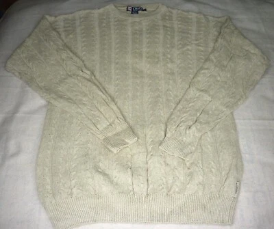 VTG 90s Chaps Ralph Lauren Pullover Sweater Cable Knit Linen Blend Oatmeal XL - Image 1 of 4