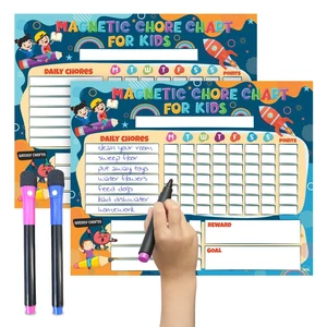 2pk Reward Chart Magnetic Reusable Behaviour Chore For Kids Children + Wipe Pens - Picture 1 of 7