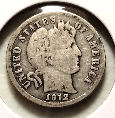 1912 D   Barber Dime - KM#113 - .900 Silver -  (INV#8269) - Combined Shipping Cover