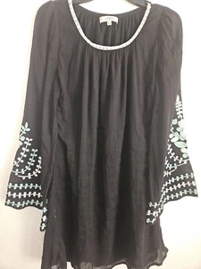 UMGEE dress boho Whimsigoth Peasant Fairy Black,Embroider Floral Cottagecore M - Picture 1 of 4