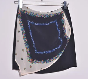 BNWT Desigual Womens Black Short Skirt with Chiffon Multicolored Front Size 38 - Picture 1 of 6