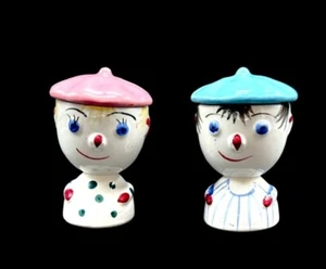 Vintage anthropomorph Kitsch Junge Mädchen Eierbecher Set - Bild 1 von 15