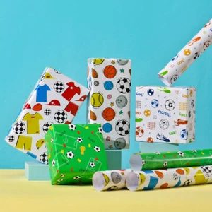 50X70cm Packaging Colored Paper Football Pattern Gift Packaging Boys Party - Picture 1 of 10
