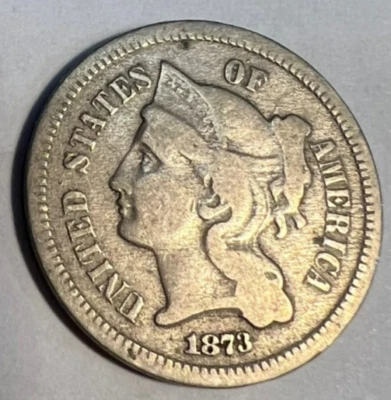1873 3 Cent Nickel Coin - Pretty good shape for 152 Years Old - - Image 1 of 4