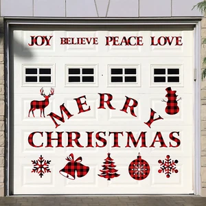 25 Pezzi Adesivi Porta Garage Buon Natale Calamite Natale Stile Plaid - Foto 1 di 12