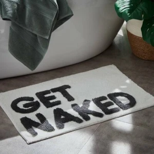 New Soft & Comfy Get Naked Tufted Bath Mat Anti Slip Grip Black & White 80x50cm - Picture 1 of 1