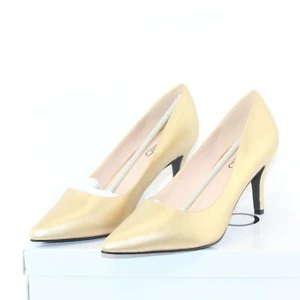 ASHRO women's dress pumps shoe size 9 M gold faux leather upper NEW - Picture 1 of 6