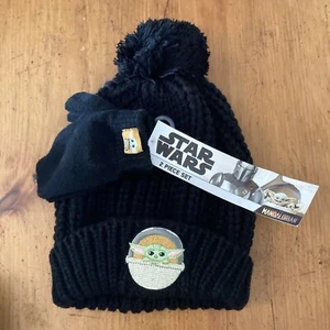 Star Wars Mandalorian Baby Yoda Winter Beanie and Gloves Set Kids Disney - Picture 1 of 7