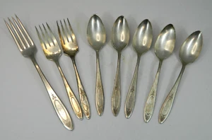 Community Plate Silverware ADAM Pattern 3 Forks and 5 Spoons 8 Pieces Vintage - Picture 1 of 16
