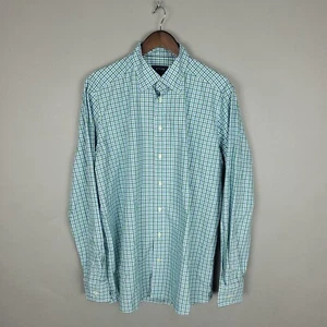 Eton Contemporary Shirt Mens Extra Large 17.5 Green Blue Plaid Lightweight Twill - Picture 1 of 12