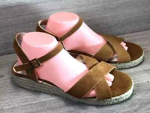 FatFace brown leather wedge sandals summer UK 8 EU 42 womens Brand New - Picture 1 of 10
