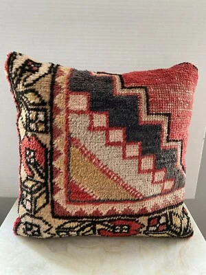 Vintage Tribal Kilim Pillow Cover With Cotton Zippered Backing - Image 1 of 4