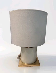 Ivory Table Lamp by Kate Spade Gold Colored Base Linen Colored Shade MCM - Picture 1 of 15