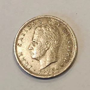 1975 Spain 5 Pesetas Coin | Juan Carlos I Rey de España | Vintage Collectible - Picture 1 of 2