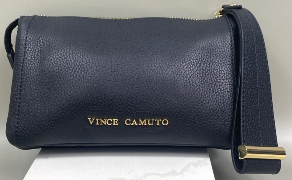 Vince Camuto Clutch Wristlet 100% Couro Genuíno Preto com Cabo Largo - Raro - Imagem 1 de 4