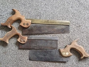 J.Tyzack & Son 10" Brass Back Saw + 2 Un-named 8" Back Saws - Picture 1 of 14
